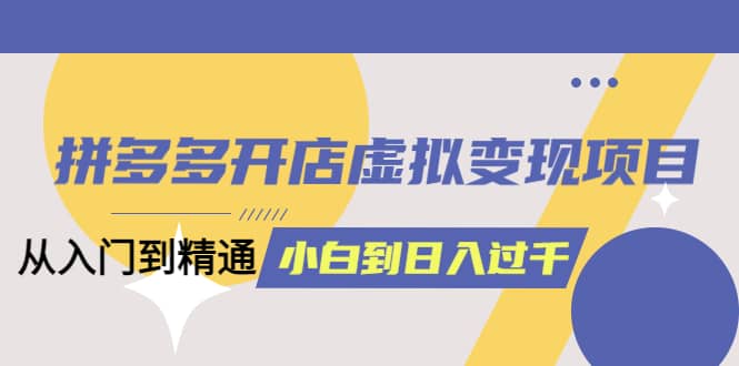 拼多多开店虚拟变现项目：入门到精通 从小白到日入1000（完整版）4月10更新-网创社区