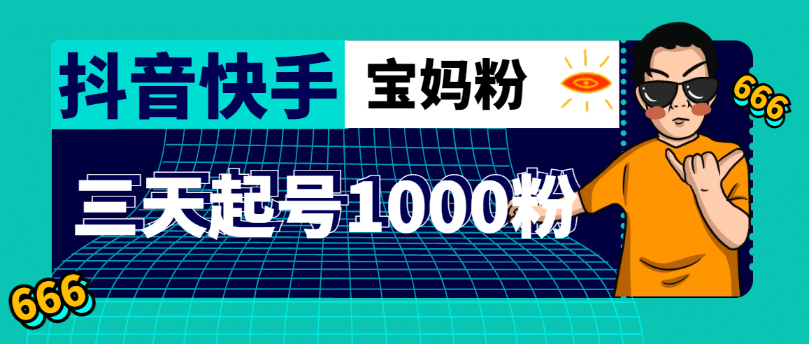 抖音快手三天起号涨粉1000宝妈粉丝的核心方法【详细玩法教程】-网创社区