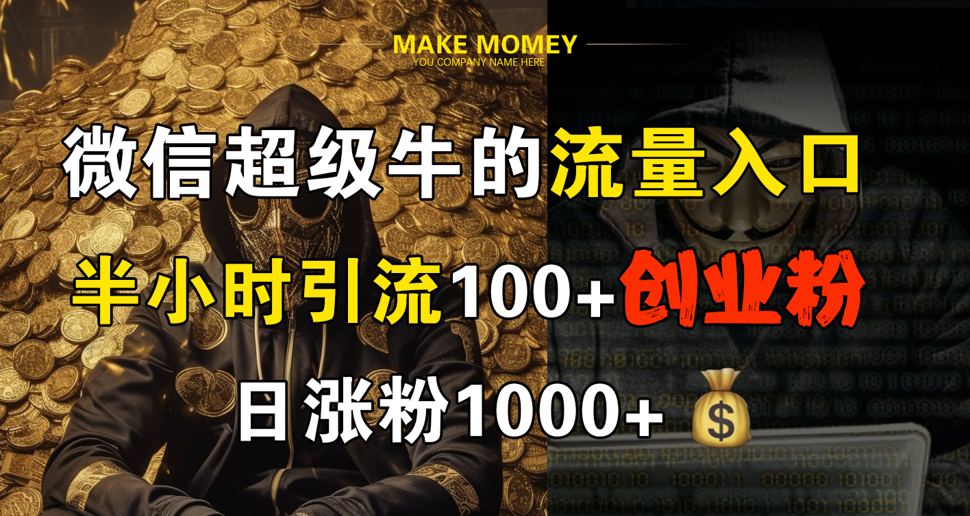 微信超级牛的流量入口，半小时引流100+创业粉，日涨粉1000+-网创社区
