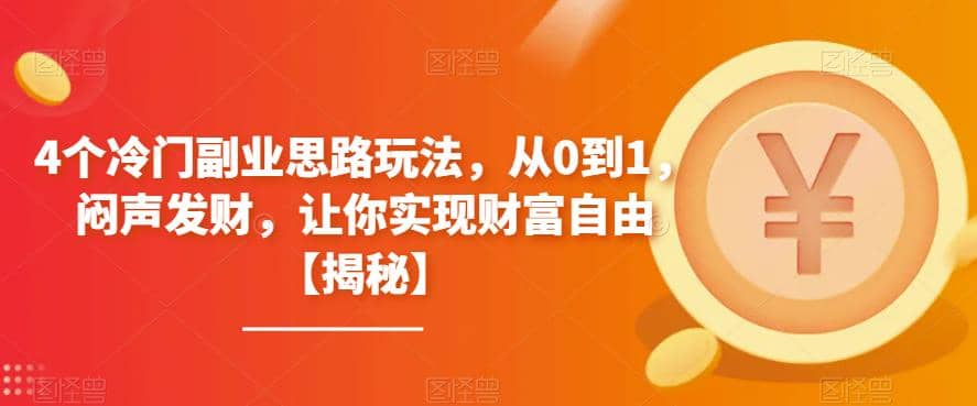 4个冷门副业思路玩法，从0到1，闷声发财，让你实现财富自由【揭秘】-网创社区