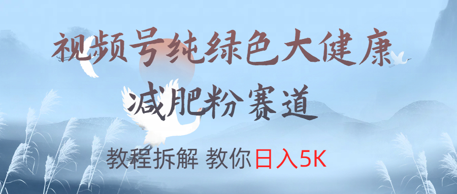 视频号纯绿色大健康粉赛道，教程拆解，教你日入5K-网创社区