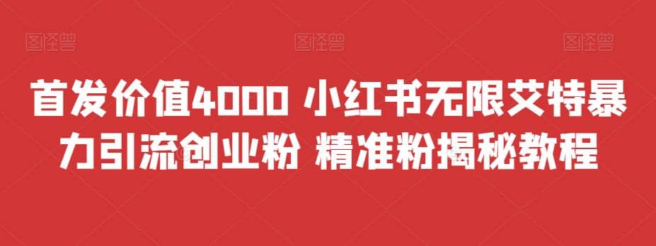 首发价值4000 小红书无限艾特暴力引流创业粉 精准粉揭秘教程-网创社区