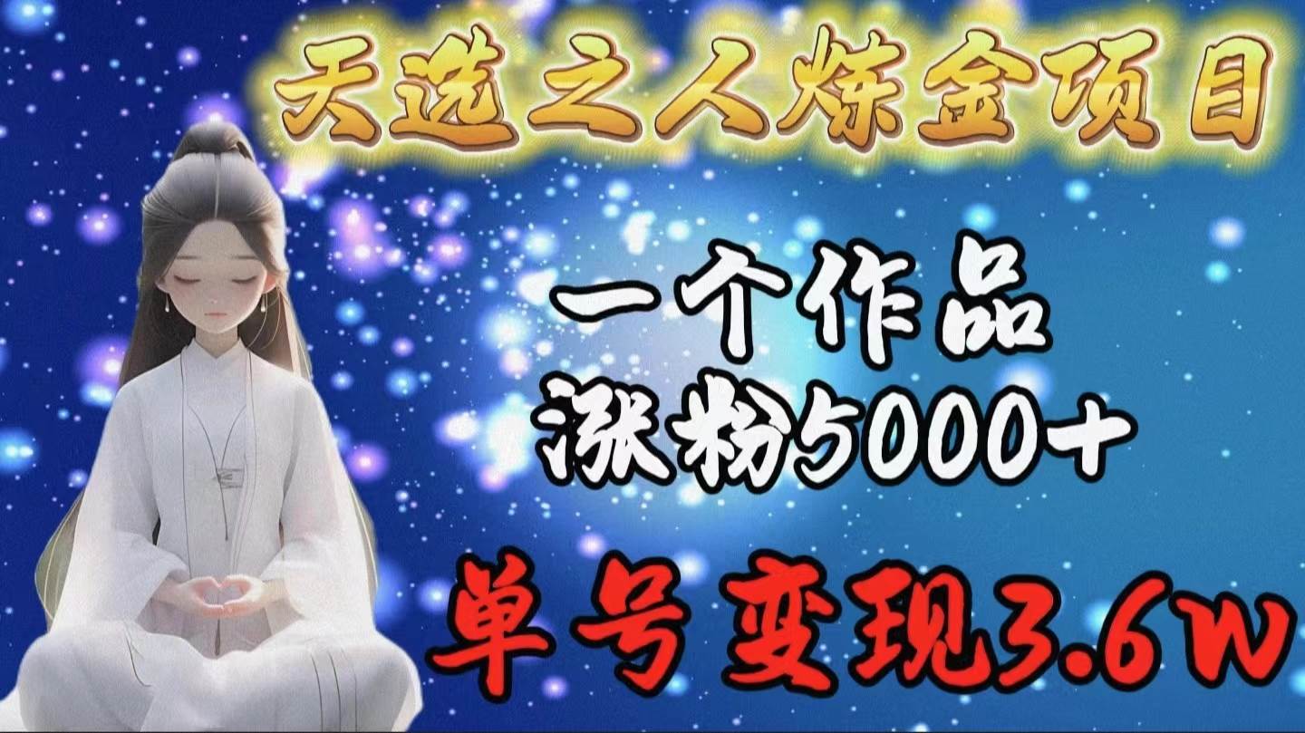 天选之人炼金项目，一个作品涨粉5000+，单号变现3.6w-网创社区