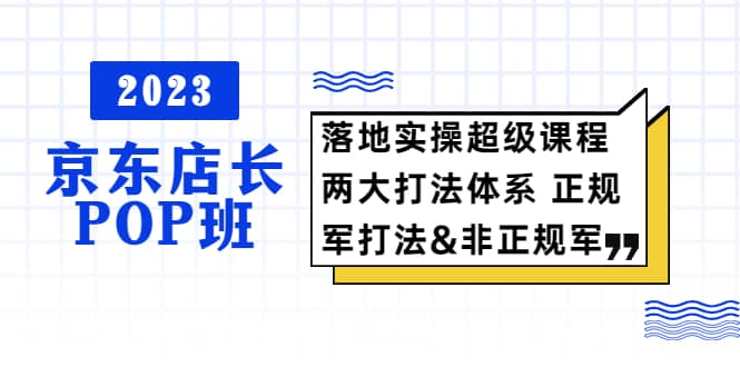 2023京东店长·POP班 落地实操超级课程 两大打法体系 正规军&非正规军-网创社区