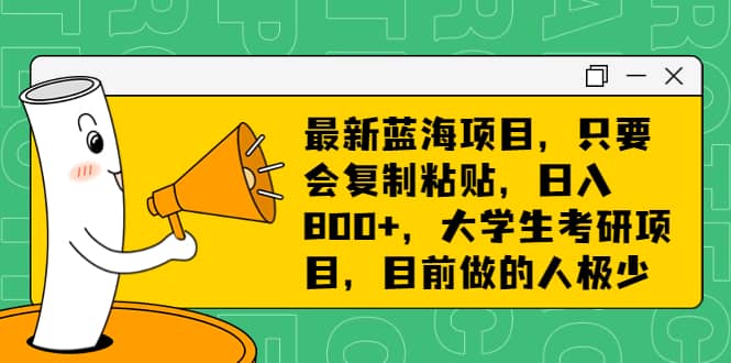 最新蓝海项目，只要会复制粘贴，日入800+，大学生考研项目，目前做的人极少-网创社区