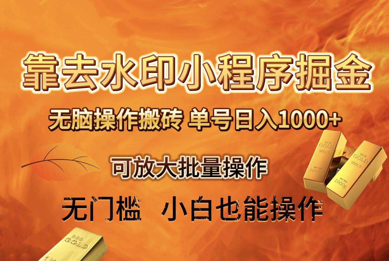 去水印小程序+拼多多 无脑搬砖 ，单号日入1000+ 保姆级教程 可放大批量操作-网创社区