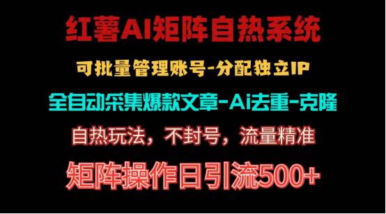 红薯矩阵自热系统，独家不死号引流玩法！矩阵操作日引流500+-网创社区