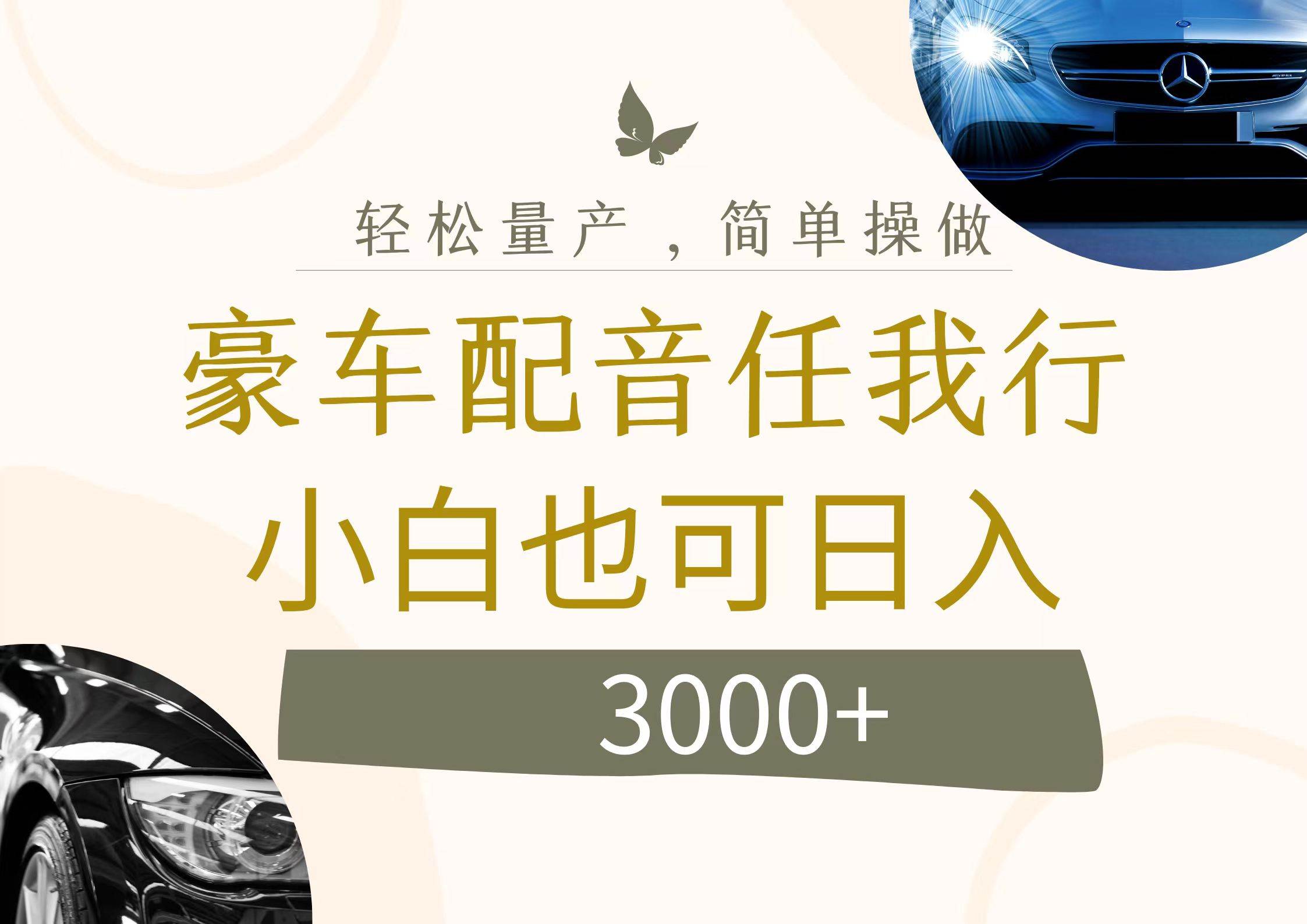 不为人知的暴力小项目，豪车配音，日入3000+-网创社区