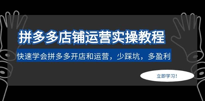 拼多多店铺运营实操教程：快速学会拼多多开店和运营，少踩坑，多盈利-网创社区