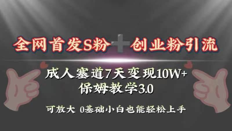 全网首发s粉加创业粉引流变现，成人用品赛道7天变现10w+保姆教学3.0-网创社区