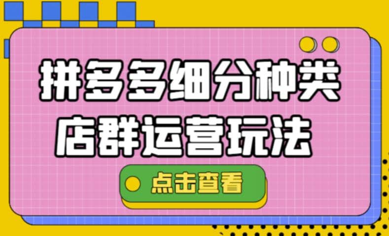 拼多多细分种类店群运营玩法3.0，11月最新玩法，小白也可以操作-网创社区