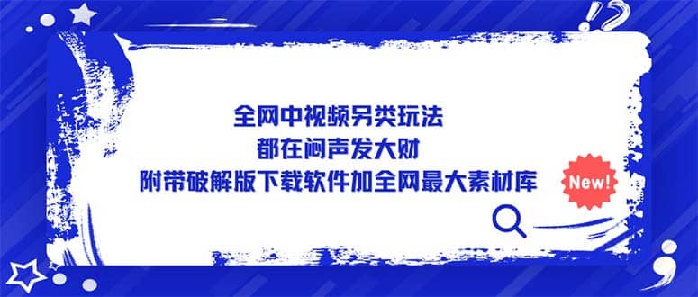 全网中视频另类玩法，都在闷声发大财，附带下载软件加全网最大素材库-网创社区