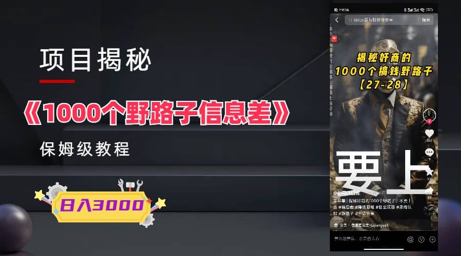 1000个野路子信息差保姆式教程-单日变现3000+的玩法解密-网创社区