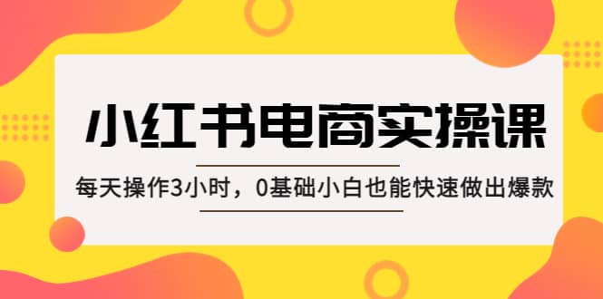 小红书·电商实操课：每天操作3小时，0基础小白也能快速做出爆款-网创社区