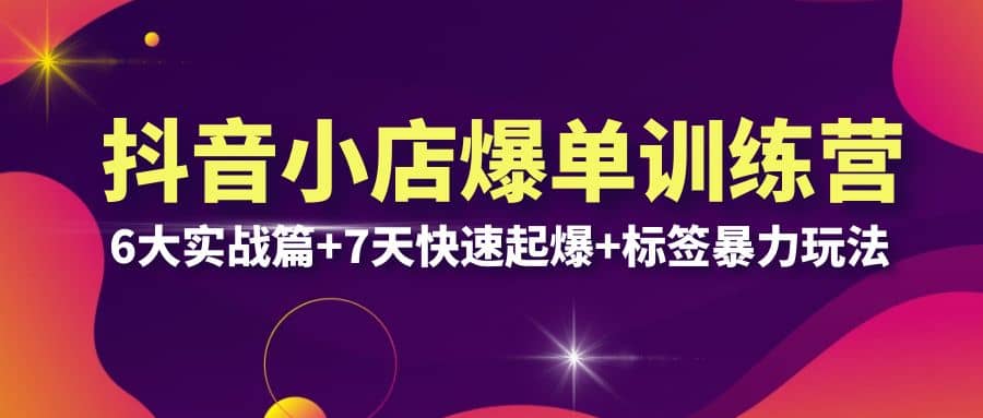 抖音小店爆单训练营VIP线下课：6大实战篇+7天快速起爆+标签暴力玩法(32节)-网创社区