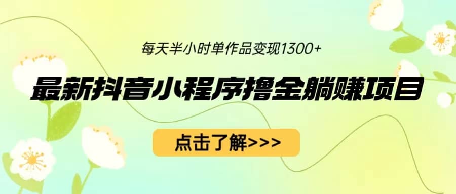 最新抖音小程序撸金躺赚项目，一部手机每天半小时，单个作品变现1300+-网创社区