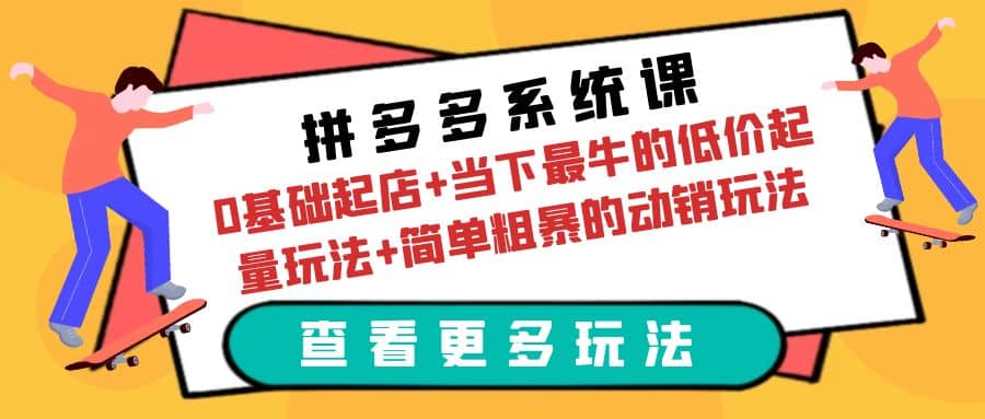 拼多多系统课：0基础起店+当下最牛的低价起量玩法+简单粗暴的动销玩法-网创社区
