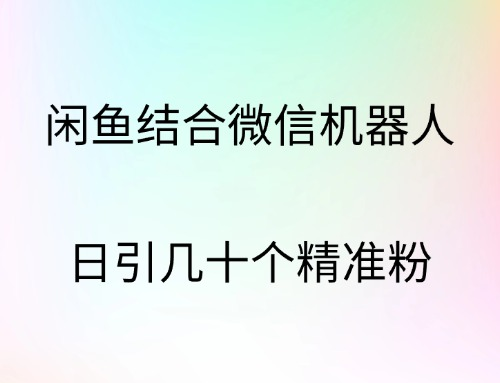 闲鱼结合微信机器人，日引几十个精准粉-网创社区