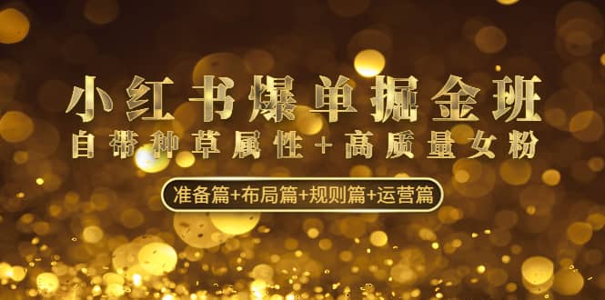 小红书爆单掘金班：自带种草属性+高质量女粉 准备篇+布局篇+规则篇+运营篇-网创社区