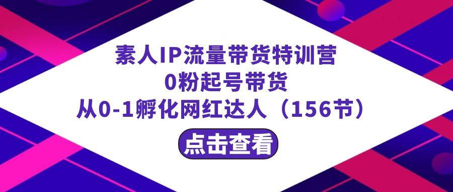 繁星·计划素人IP流量带货特训营：0粉起号带货 从0-1孵化网红达人（156节）-网创社区