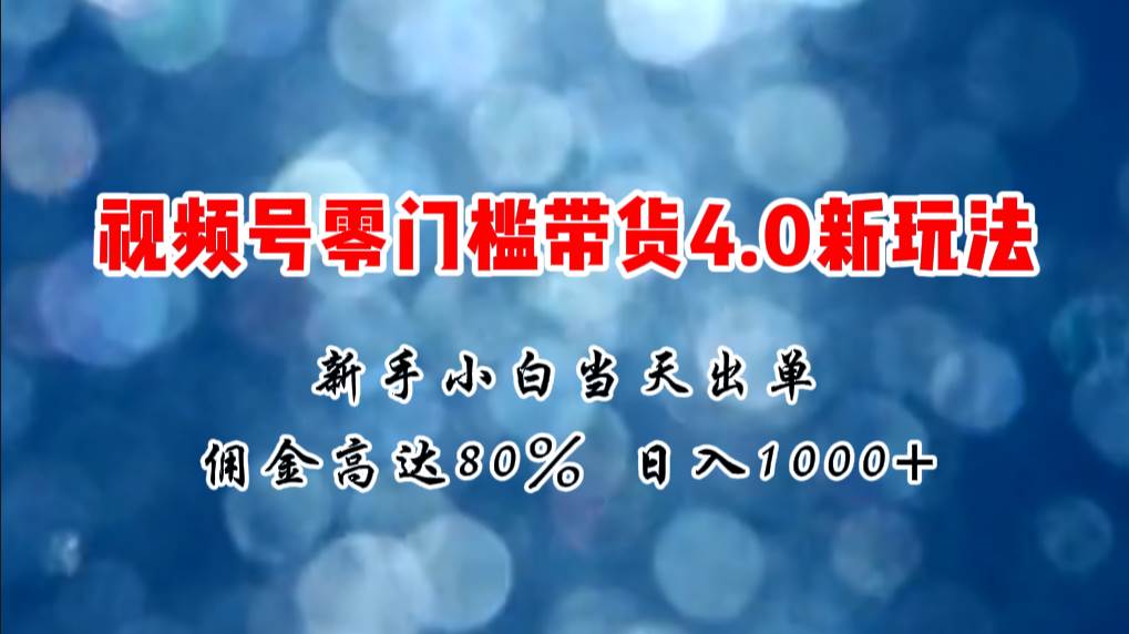 微信视频号零门槛带货4.0新玩法，新手小白当天见收益，日入1000+-网创社区