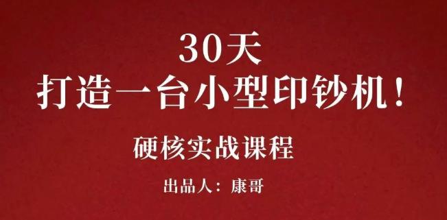 康哥30天打造一台小型印钞机：躺赚30万的项目完整复盘（视频教程）-网创社区