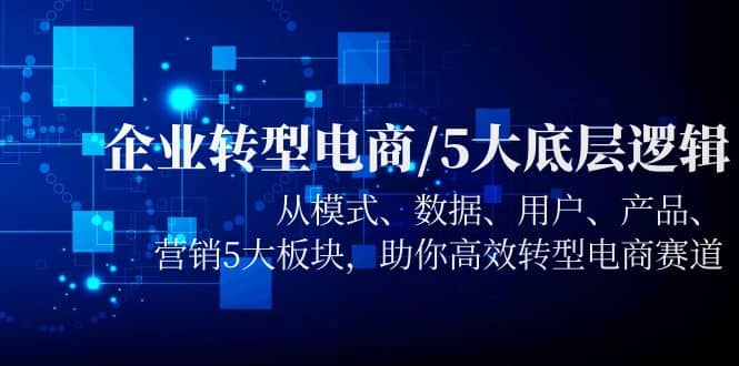企业转型电商/5大底层逻辑，从模式 数据 用户 产品 营销5大板块，高效转型-网创社区