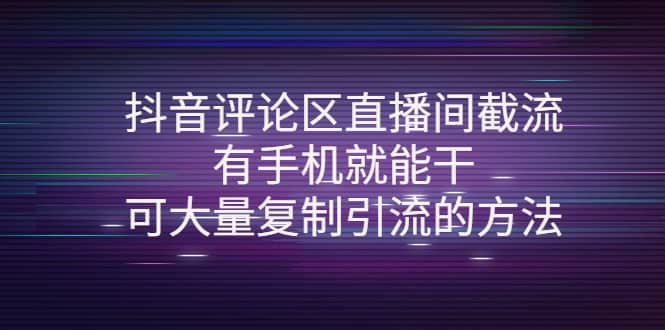 抖音评论区直播间截流，有手机就能干，可大量复制引流的方法-网创社区