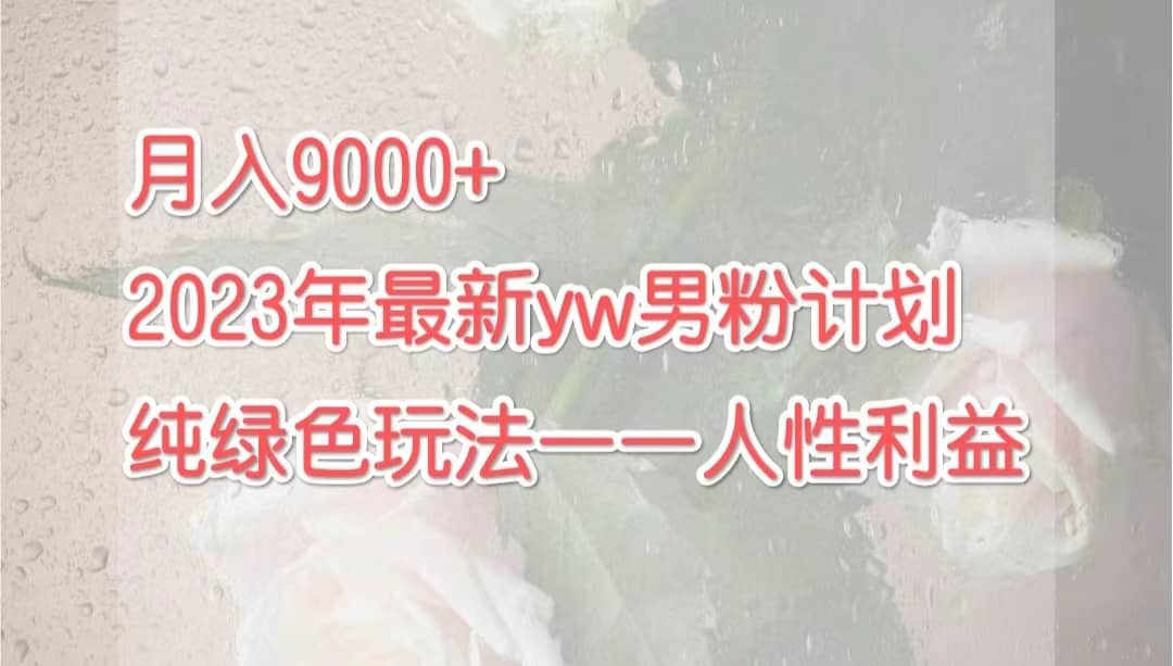 月入9000+2023年9月最新yw男粉计划绿色玩法——人性之利益-网创社区