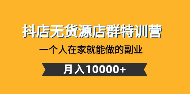抖店无货源店群特训营：一个人在家就能做的副业-网创社区