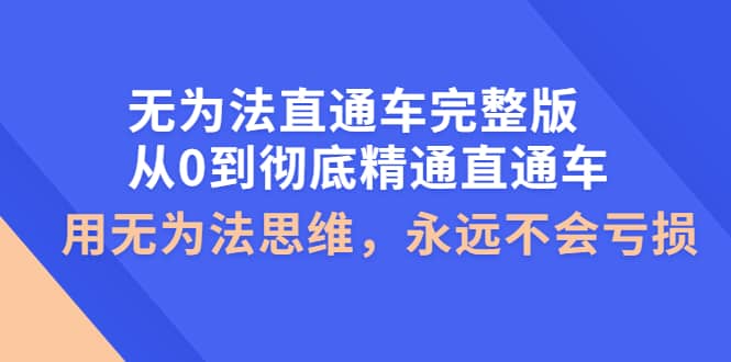 无为法直通车完整版：从0到彻底精通直通车，用无为法思维，永远不会亏损-网创社区
