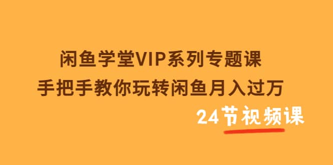 闲鱼学堂VIP系列专题课：手把手教你玩转闲鱼月入过万（共24节视频课）-网创社区