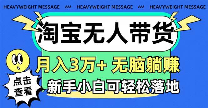 淘宝无人带货3.0高收益玩法，月入3万+，无脑躺赚，新手小白可落地实操-网创社区