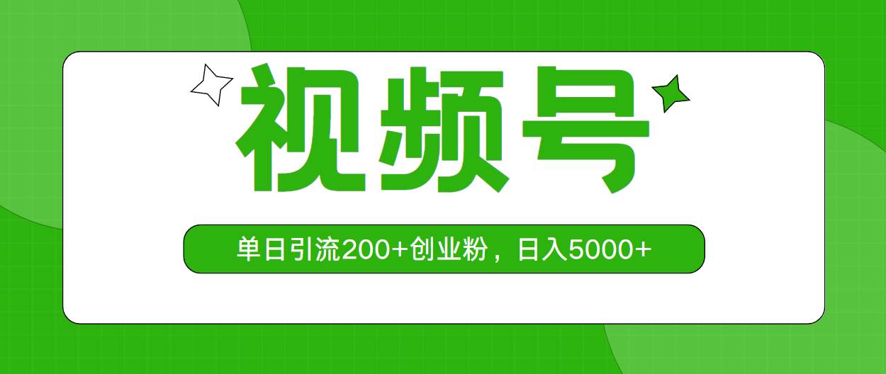 视频号，单日引流200+创业粉，日入5000+-网创社区