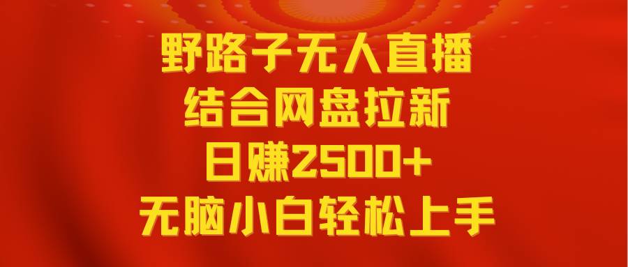 无人直播野路子结合网盘拉新，日赚2500+多平台变现，小白无脑轻松上手操作-网创社区