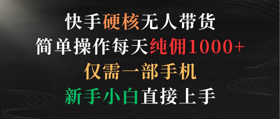 快手硬核无人带货，简单操作每天纯佣1000+,仅需一部手机，新手小白直接上手-网创社区