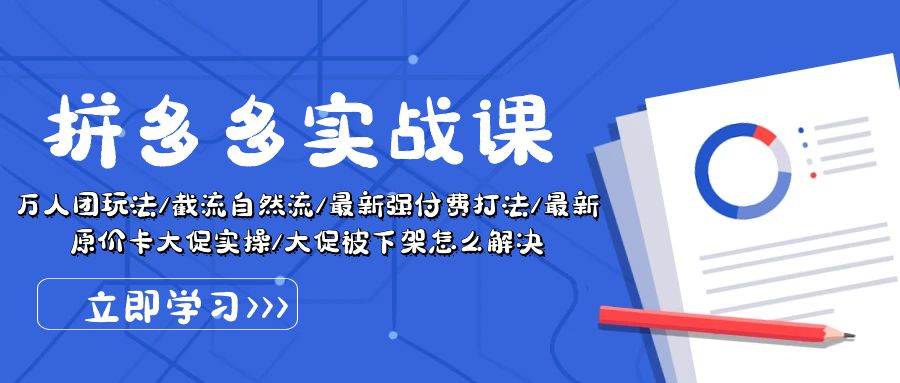 拼多多·实战课：万人团玩法/截流自然流/最新强付费打法/最新原价卡大促..-网创社区