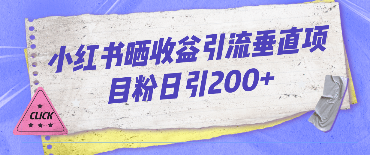 小红书晒收益图引流垂直项目粉日引200+-网创社区