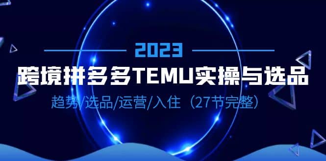 2023跨境·拼多多·TEMU实操与选品，趋势·选品·运营·入住（27节完整）-网创社区