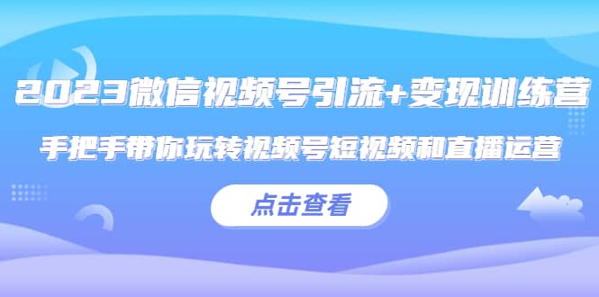2023微信视频号引流+变现训练营：手把手带你玩转视频号短视频和直播运营-网创社区