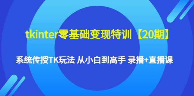 tkinter零基础变现特训【20期】系统传授TK玩法 从小白到高手 录播+直播课-网创社区
