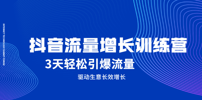 抖音流量增长训练营，3天轻松引爆流量，驱动生意长效增长-网创社区