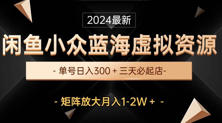 最新闲鱼小众蓝海虚拟资源，单号日入300＋，三天必起店，矩阵放大月入1-2W-网创社区