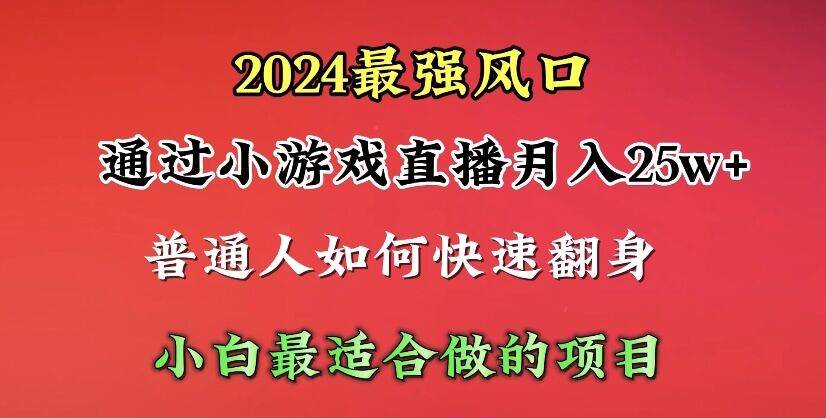 2024年最强风口，通过小游戏直播月入25w+单日收益5000+小白最适合做的项目-网创社区