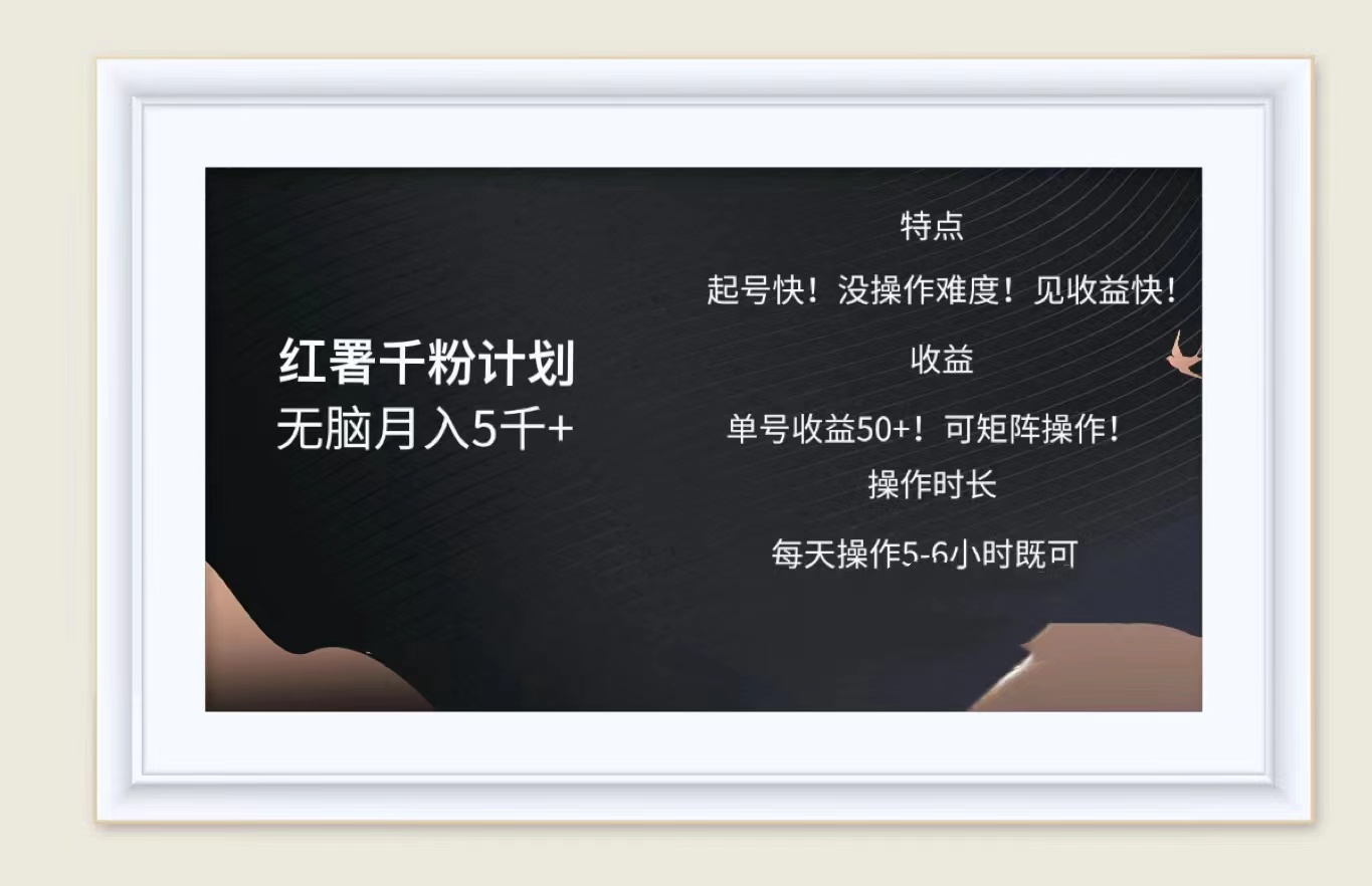 红薯千粉计划无脑月入5千➕！既做既赚！-网创社区