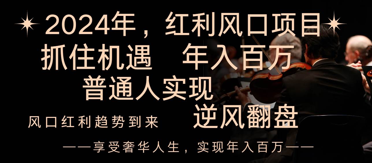 2024红利风口项目来袭，享受第一波红利，逆风翻盘普通人也能实现，年入百万-网创社区