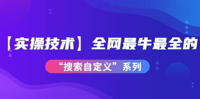 【实操技术】全网最牛最全的“搜索自定义”系列！价值698元-网创社区