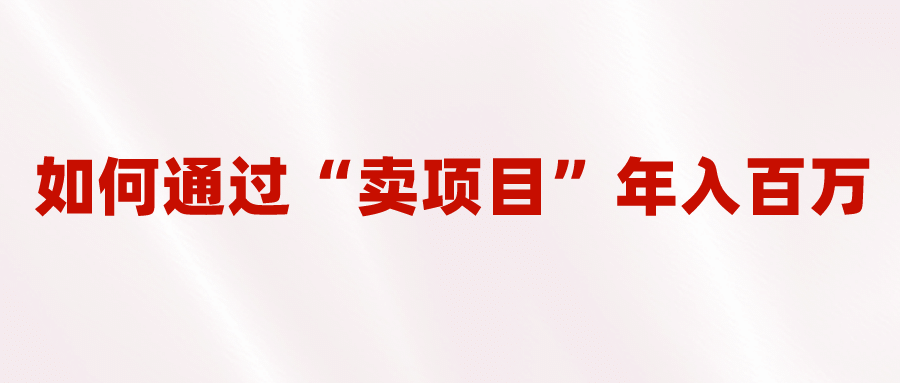 2023年最火项目：通过“卖项目”年入百万！普通人逆袭翻身的唯一出路-网创社区