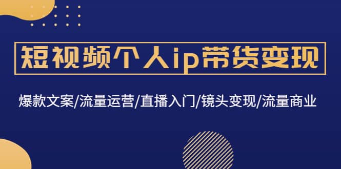 短视频个人ip带货变现：爆款文案/流量运营/直播入门/镜头变现/流量商业-网创社区