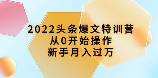2022头条爆文特训营：从0开始操作，新手月入过万（16节课时）-网创社区